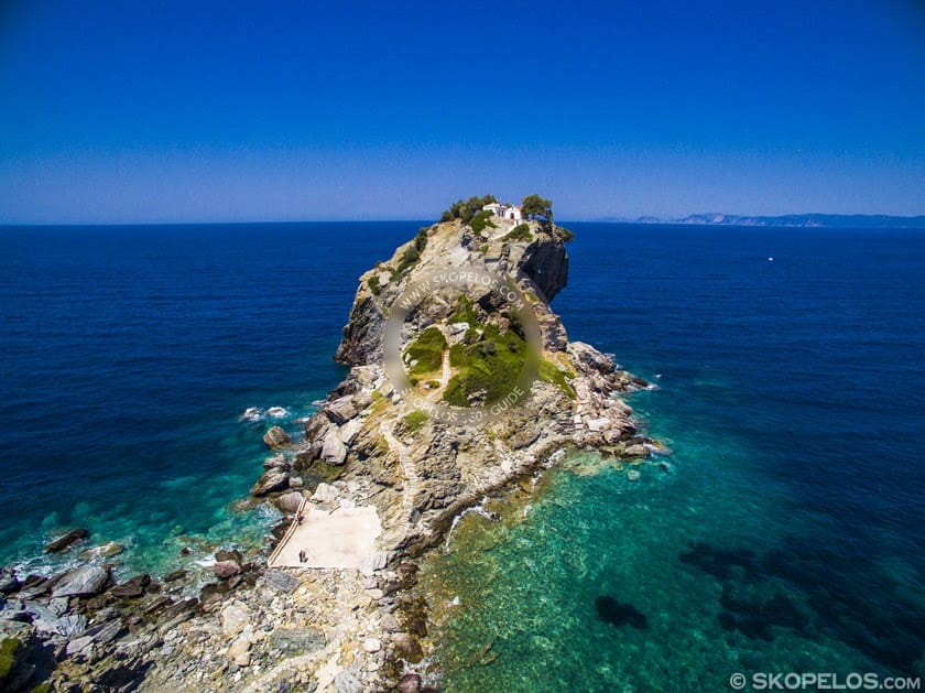 Skopelos-Agios-Ioannis-Rock Skopelos Churches Agios Ioannis Aerial Photo