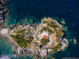 Skopelos Churches Agios Ioannis Aerial Photo Mamma Mia Church, Ai Giannis Kastri