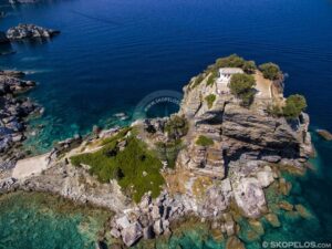 Skopelos Churches Agios Ioannis Aerial Photo Mamma Mia Church, Ai Giannis Kastri