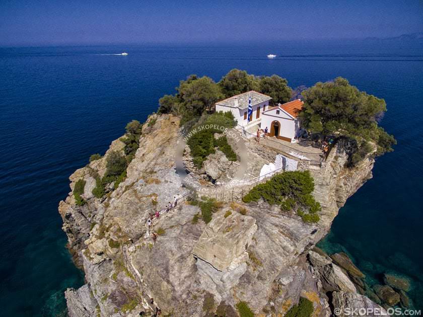 Skopelos Churches Agios Ioannis Aerial Photo Mamma Mia Church, Ai Giannis Kastri, Mamma Mia Guide, Best Time Visiting Travel Tips, Island Suggestions, Vacation Planner, Travel Advice