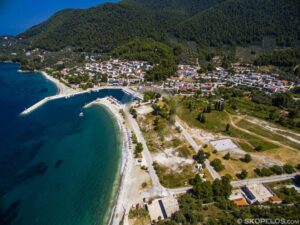 Skopelos Elios Neo Klima Village Port Aerial Photo